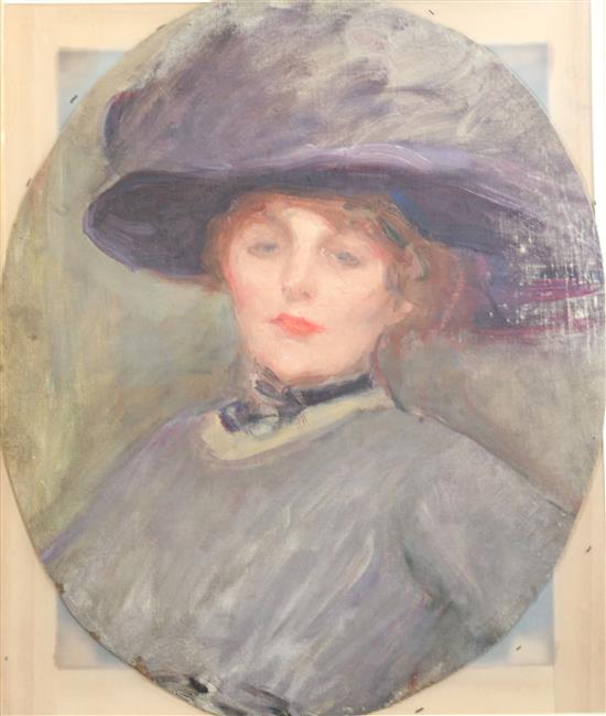 Albert de Belleroche (1864-1944) Portrait sketch of a lady probably Mrs Harry Vane Millbank, the artists mother 23 x 19in., unframed